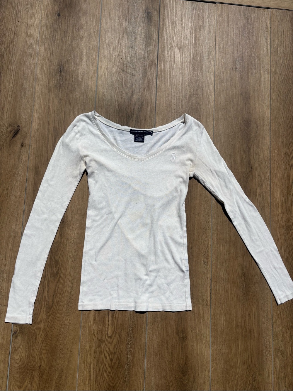Ralph Lauren White Long-Sleeve V-Neck Women's Top